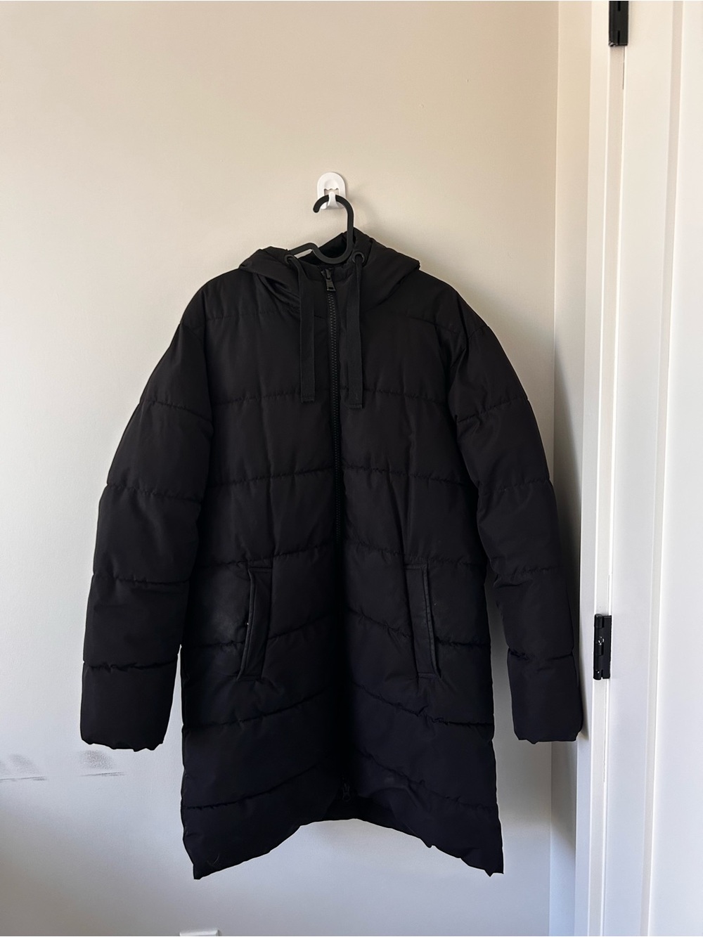Only Black Hooded Puffer Coat